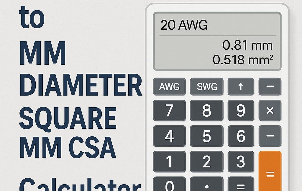 A calculator showing the conversion from 20 AWG to 0.81 mm diameter