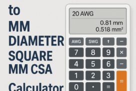 A calculator showing the conversion from 20 AWG to 0.81 mm diameter
