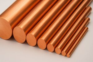 Copper conductors in decreasing diameters to illustrate different SWG and AWG values