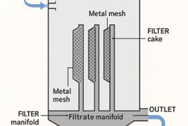 A diagram showing how metal mesh leaf filters are used